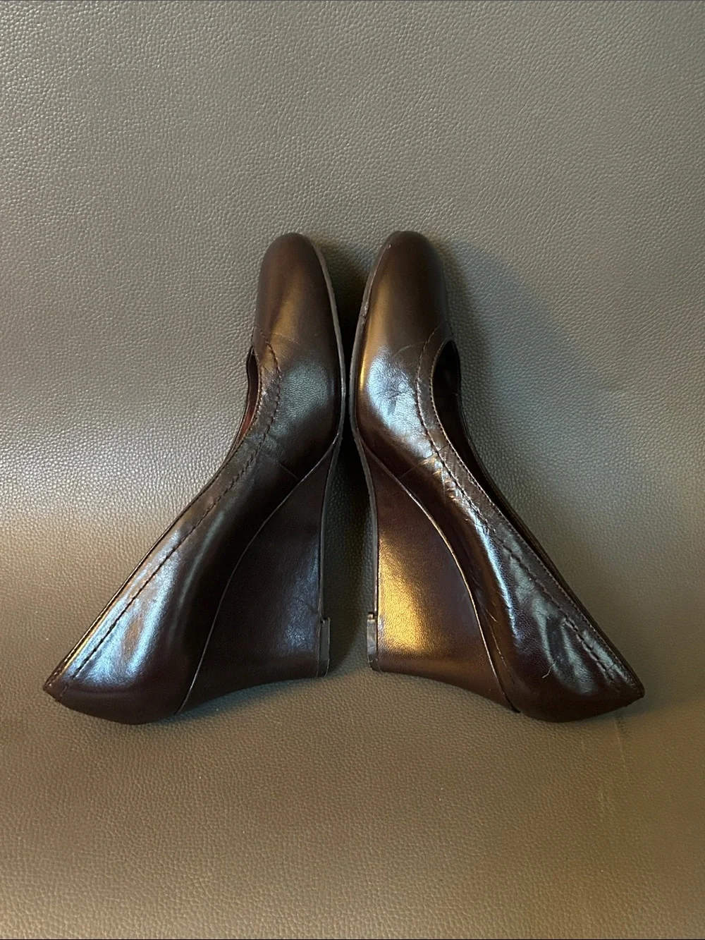 Nine West Classic Women's Dark Brown Leather Wedge Pumps